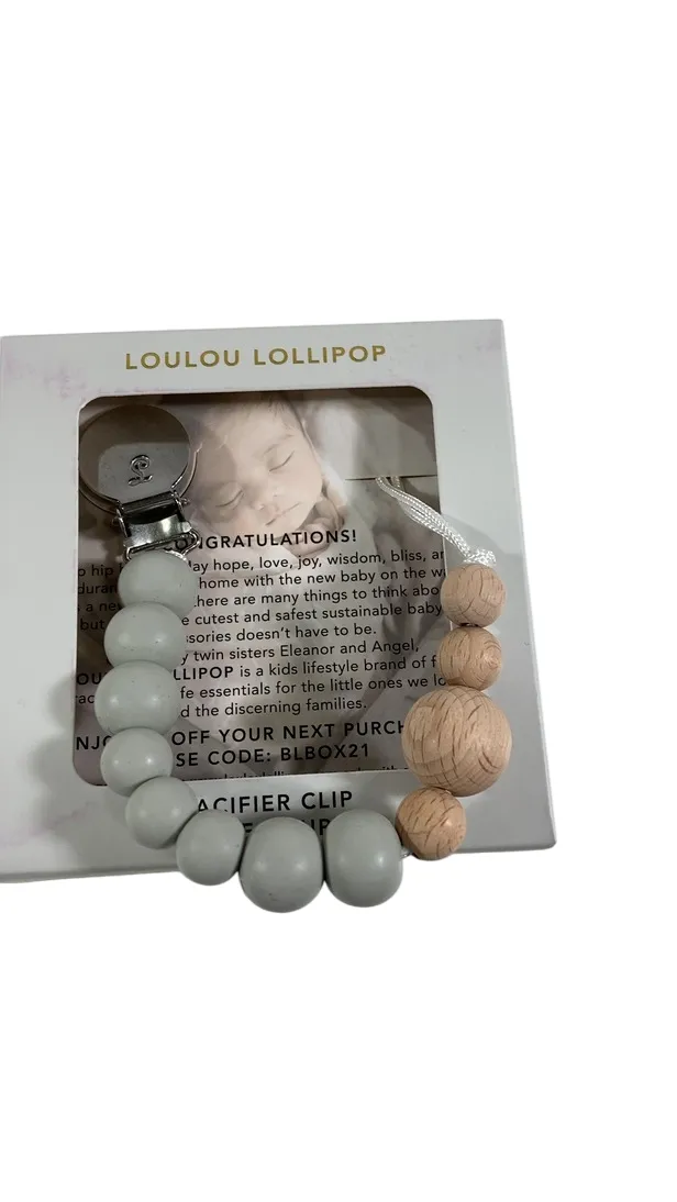 LouLou Lollipop Pacifier Clip, Colorblock, Grey
