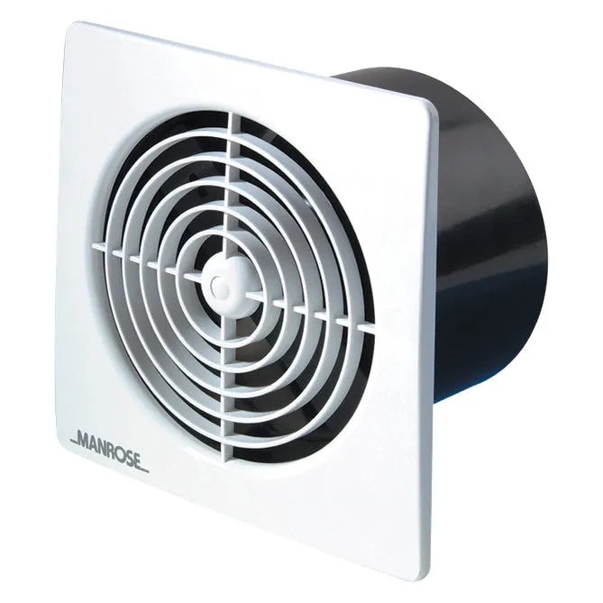 Manrose LP100STW 4'' Lo Profile Square Fan with Timer White