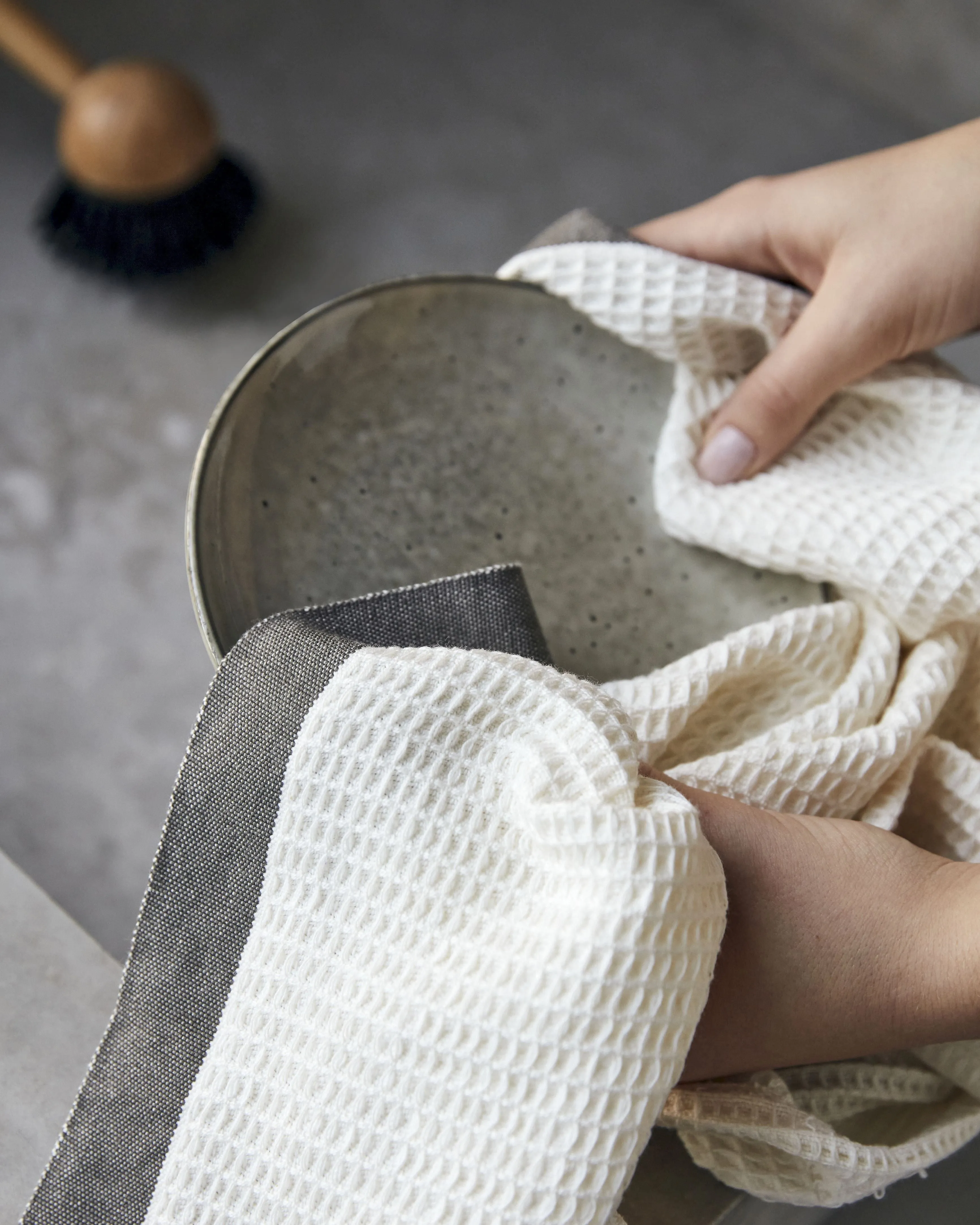 Meraki Bar Kitchen Towel Set Of 2, Grey