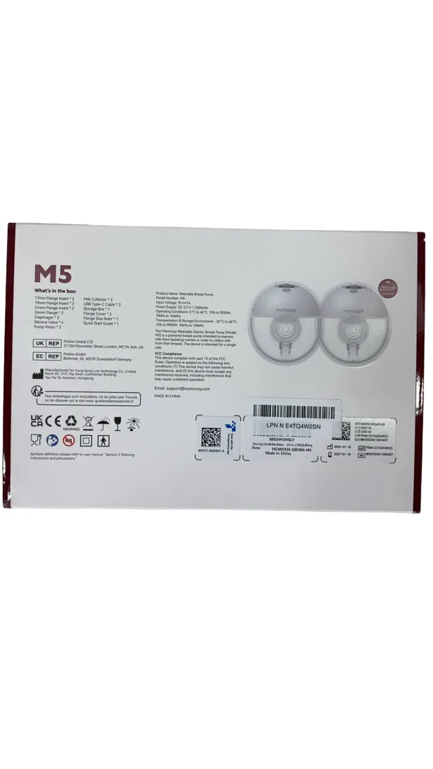 Momcozy All-in-one M5 Wearable Double Breast Pump, Quill Grey