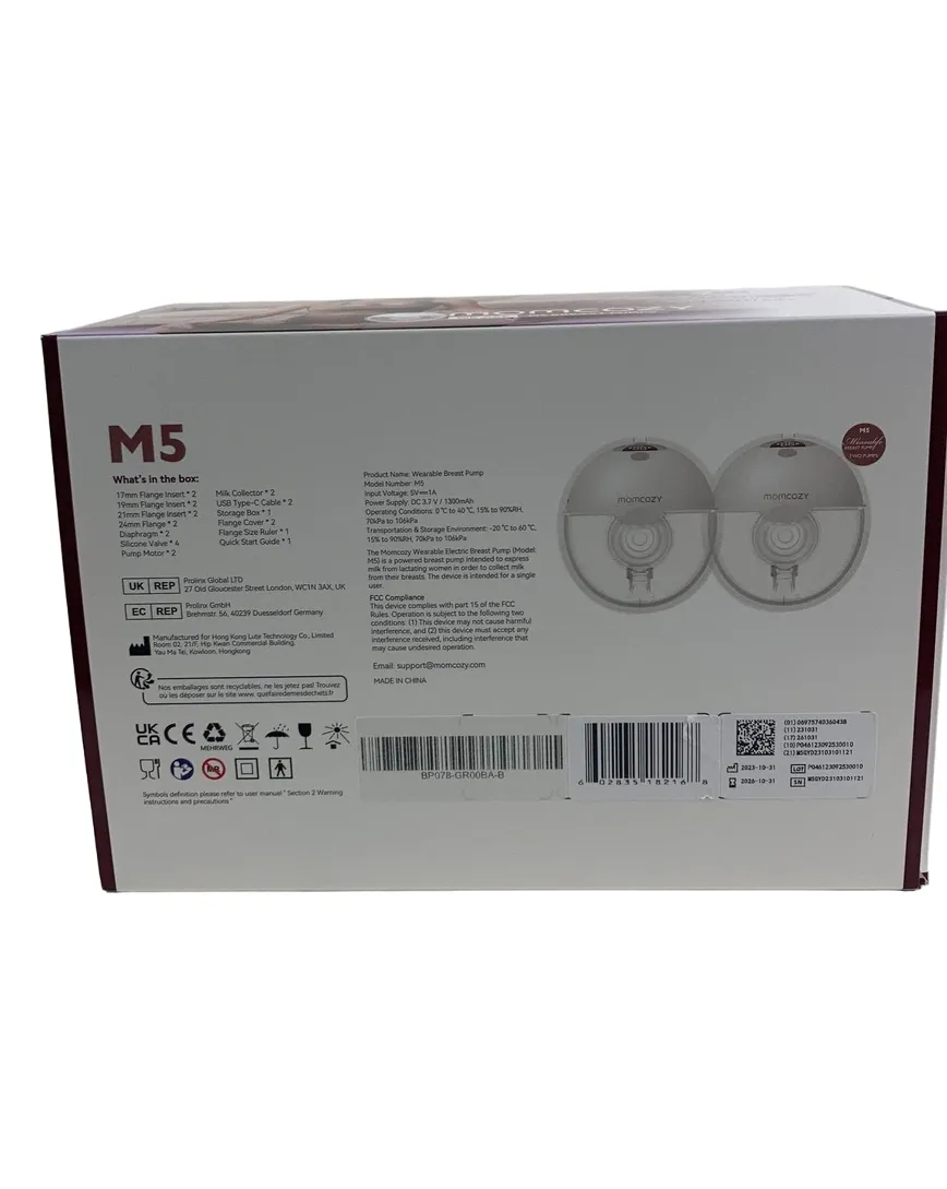 Momcozy All-in-one M5 Wearable Double Breast Pump, Quill Grey