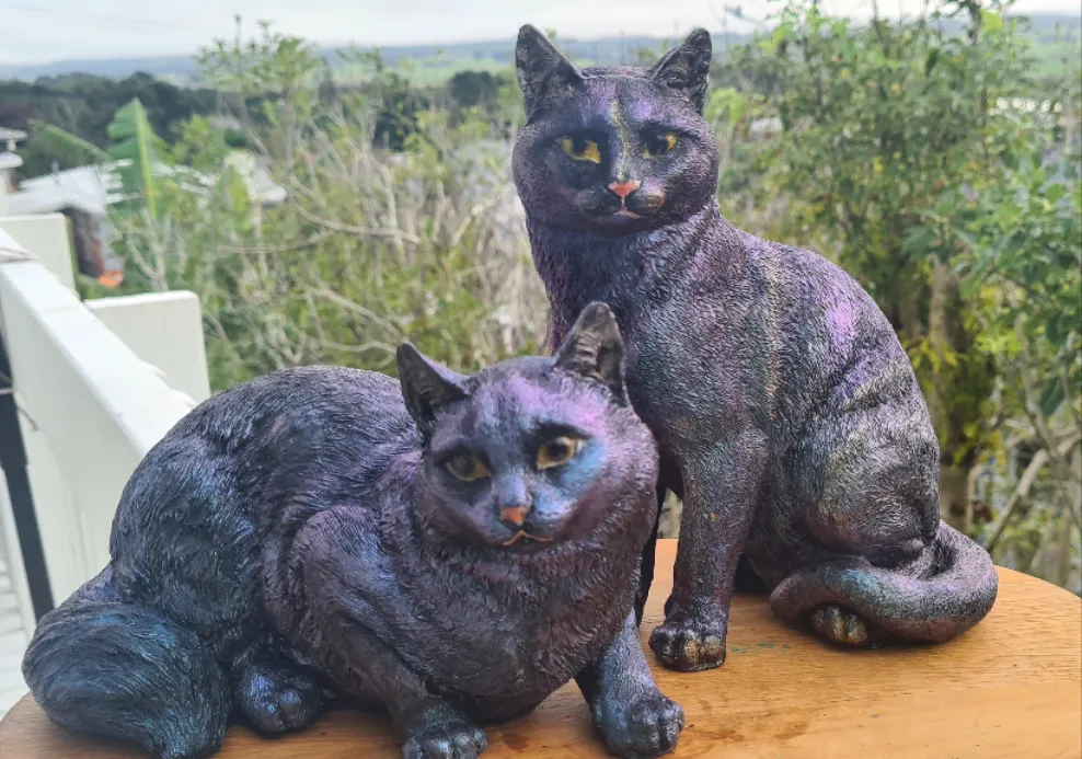 MYSTICAL CAT FIGURINE-painted by me