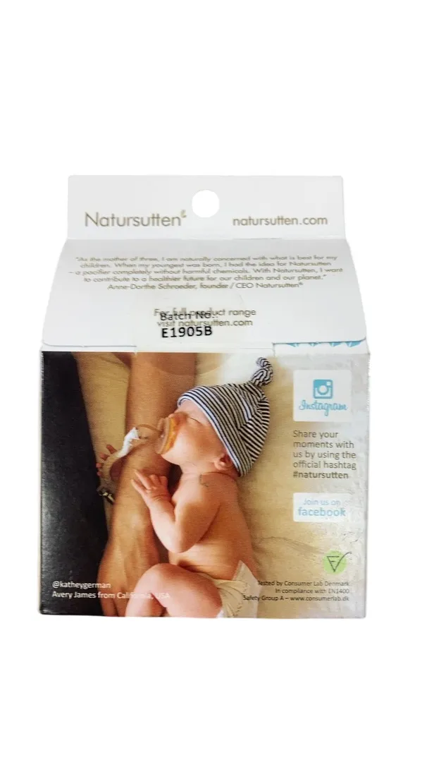 Natursutten Natural Rubber Original Pacifier 2 Pack, Butterfly, Small 0-6 Month