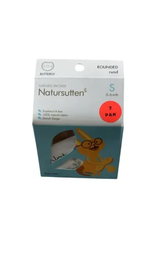 Natursutten Natural Rubber Original Pacifier 2 Pack, Butterfly, Small 0-6 Month