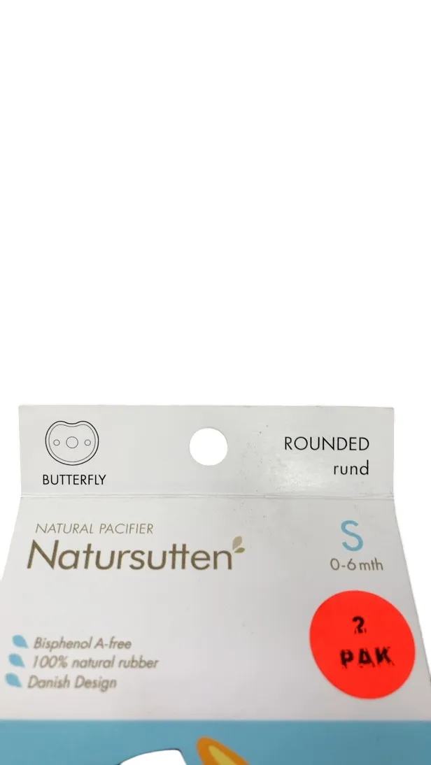 Natursutten Natural Rubber Original Pacifier 2 Pack, Butterfly, Small 0-6 Month