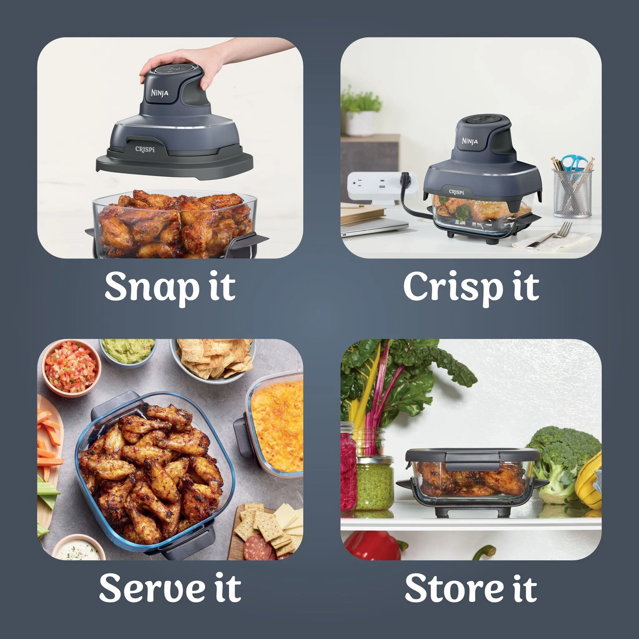 Ninja CRISPi 4-in-1 Portable Glass Air Fryer - Cyber Space FN101UKGY