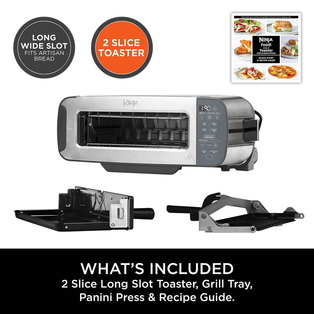 Ninja Foodi 3-in-1 Toaster, Grill & Panini Press [Stainless Steel] ST202UK