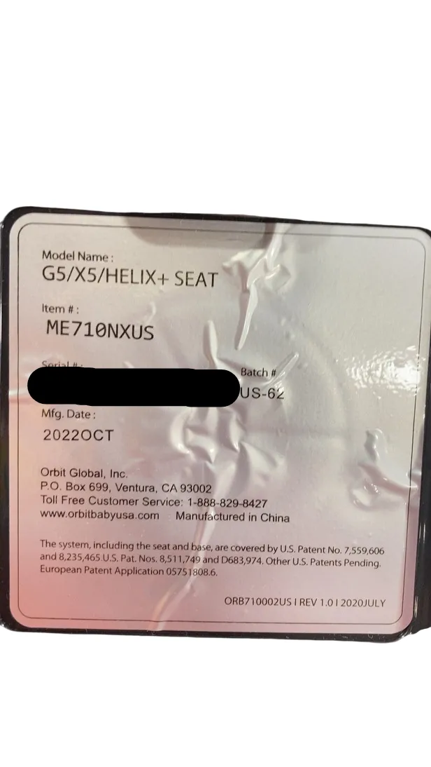 Orbit Baby G5, X5, or Helix Stroller Seat, 2022, Melange Navy