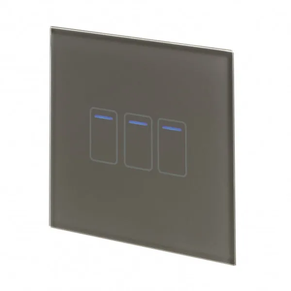 Retrotouch Crystal Touch Switch 240v 3G 1W Grey