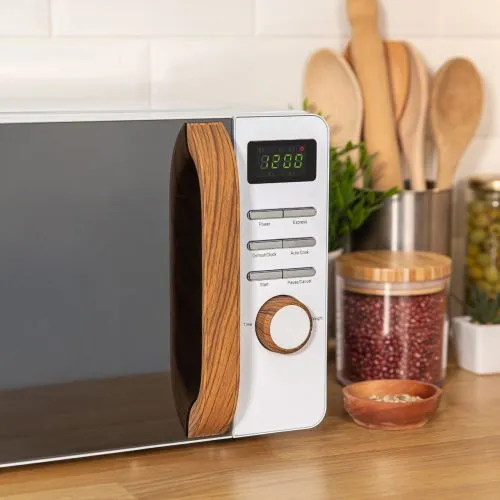 Russell Hobbs 17 Litre Scandi Digital Microwave with Wood Effect- White