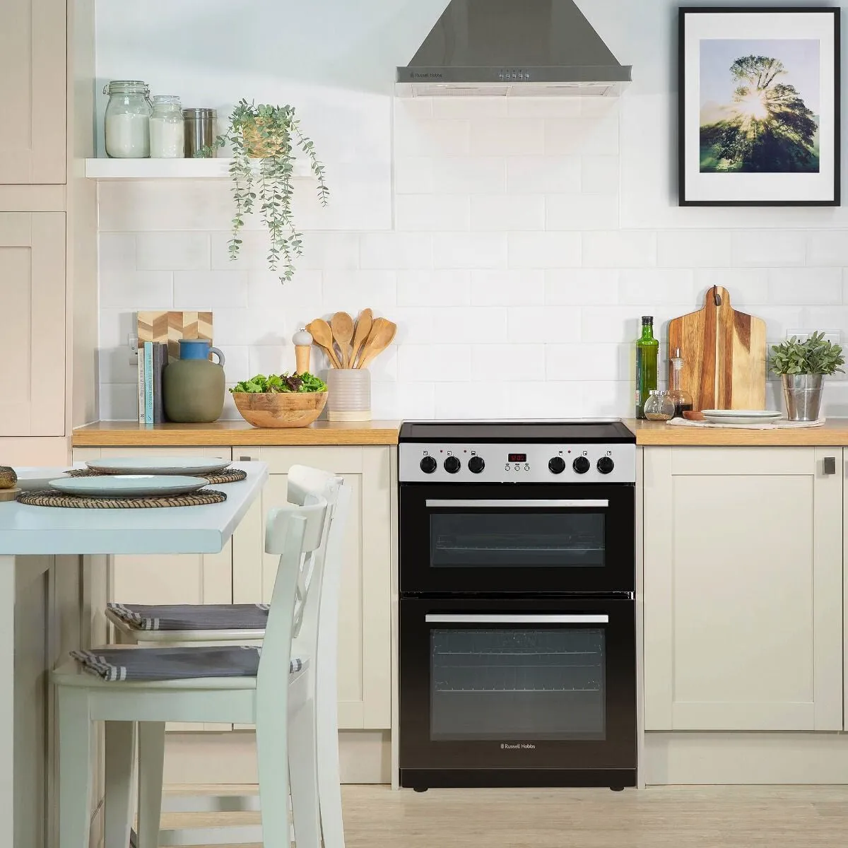 Russell Hobbs RH60EDOEH6001SS cooker Freestanding cooker Electric Ceramic Black, Stainless steel