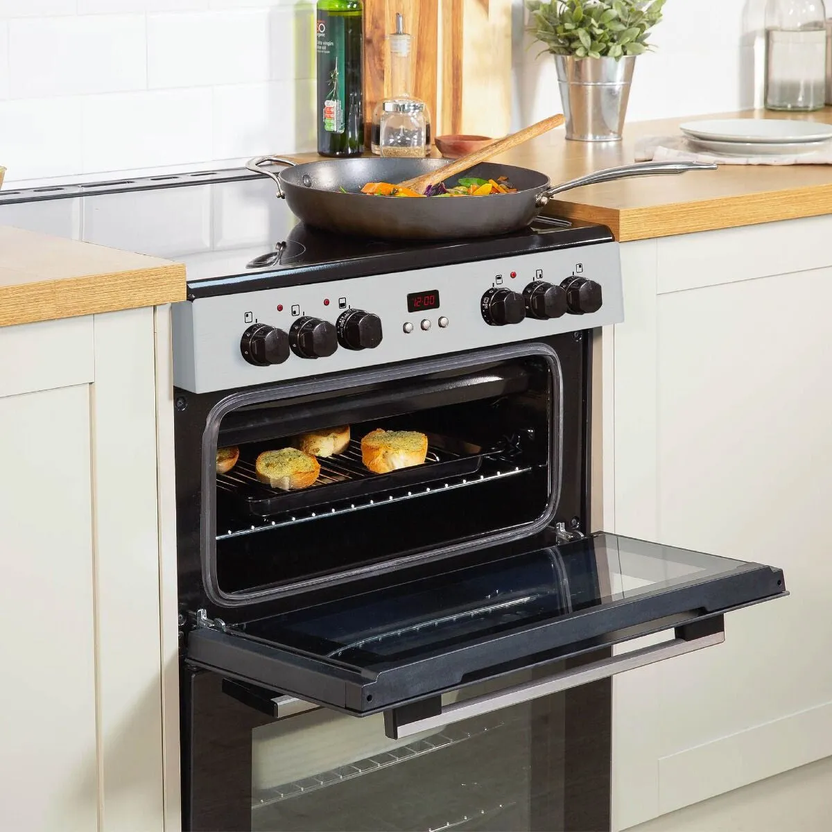 Russell Hobbs RH60EDOEH6001SS cooker Freestanding cooker Electric Ceramic Black, Stainless steel