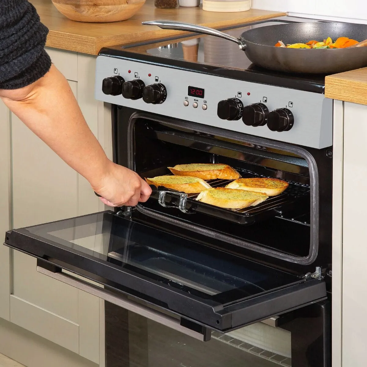 Russell Hobbs RH60EDOEH6001SS cooker Freestanding cooker Electric Ceramic Black, Stainless steel
