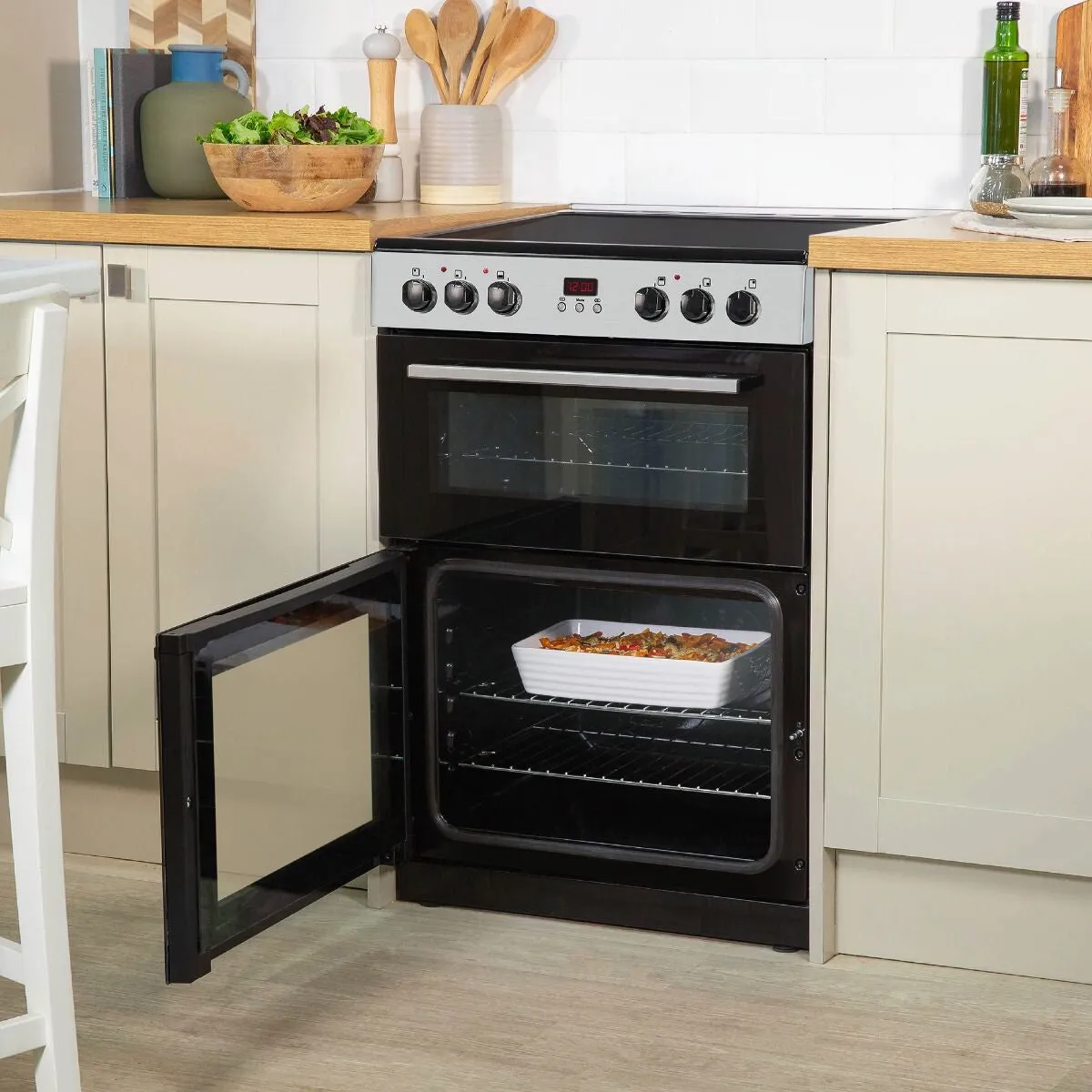 Russell Hobbs RH60EDOEH6001SS cooker Freestanding cooker Electric Ceramic Black, Stainless steel