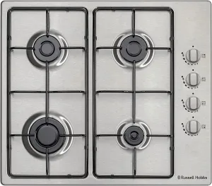 Russell Hobbs RH60GH401SS 59cm 4-Burner Gas Hob - Stainless Steel