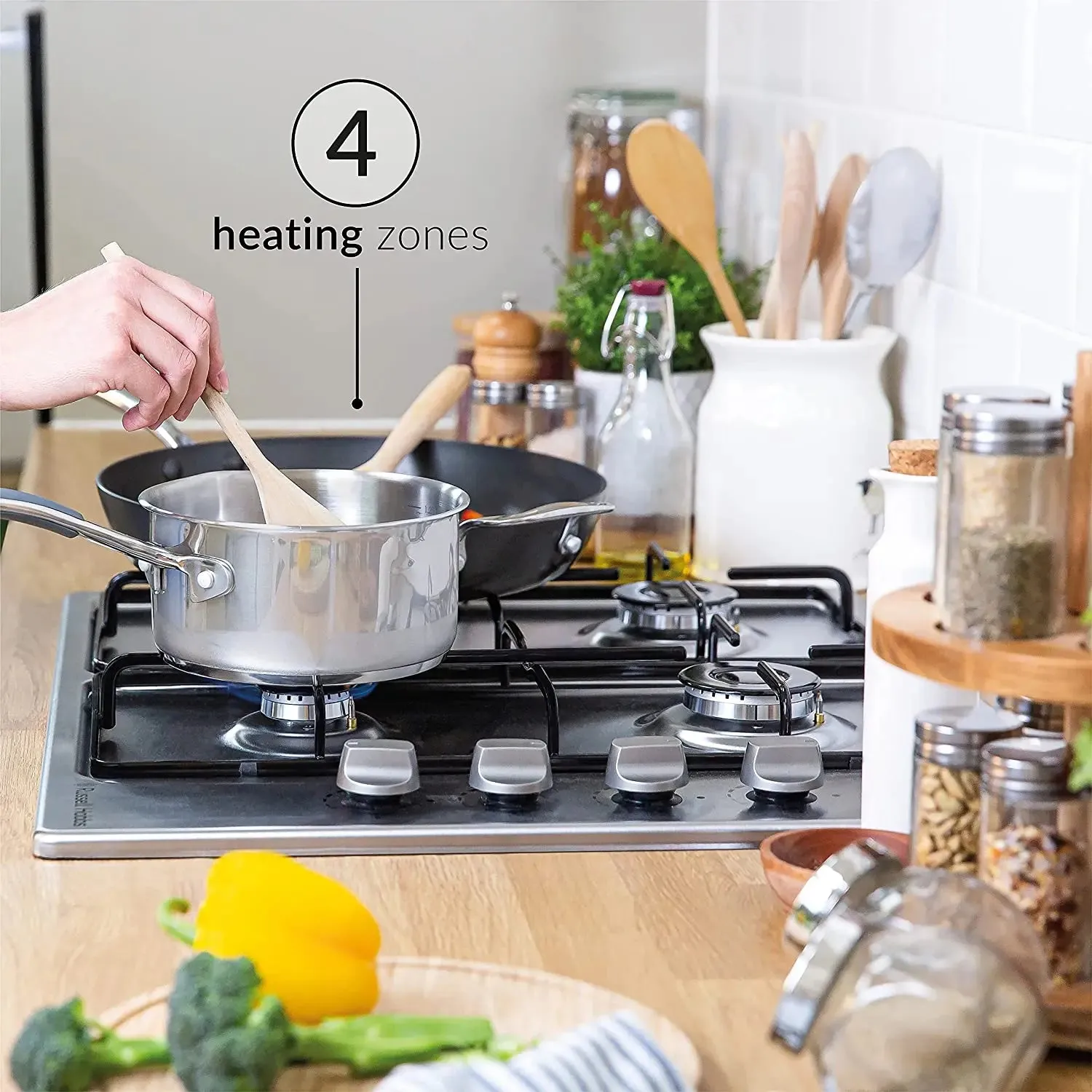 Russell Hobbs RH60GH401SS 59cm 4-Burner Gas Hob - Stainless Steel