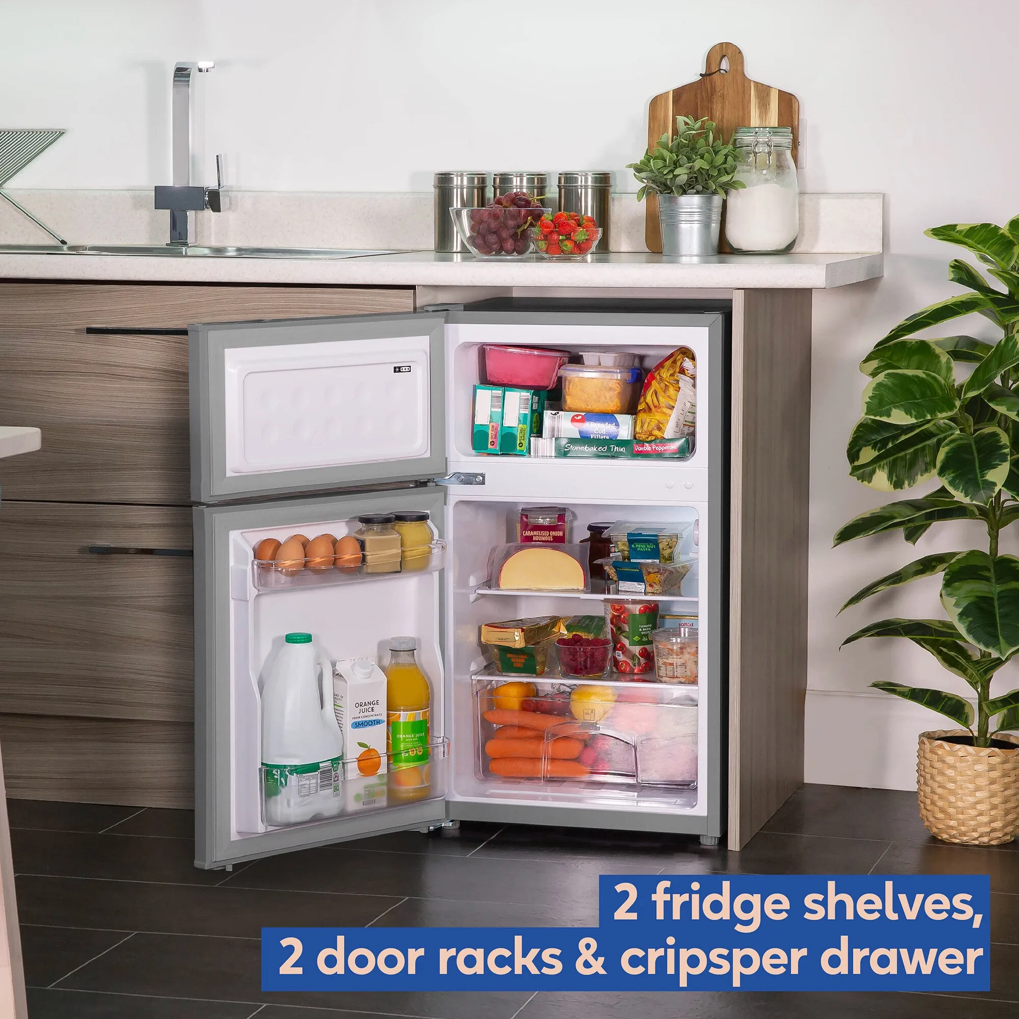 Russell Hobbs RH85UCFF482E1SS fridge-freezer Freestanding 85 L E Stainless steel