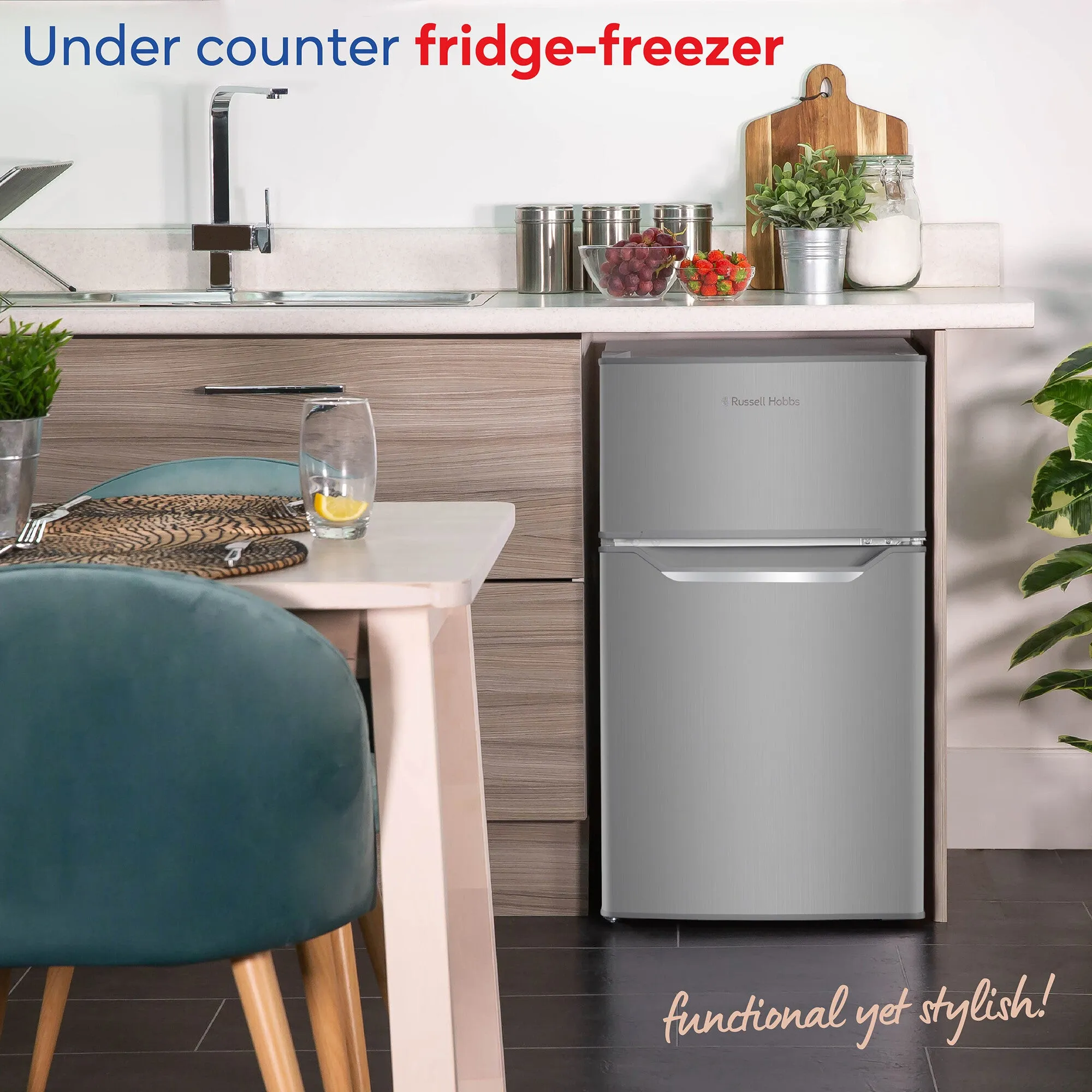 Russell Hobbs RH85UCFF482E1SS fridge-freezer Freestanding 85 L E Stainless steel