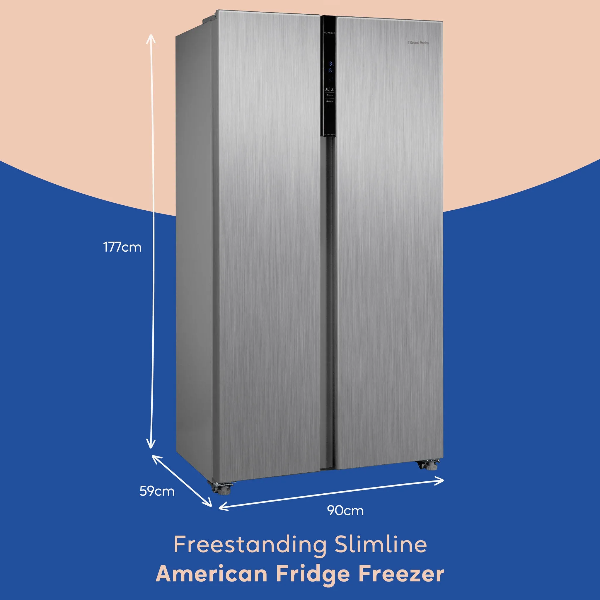 Russell Hobbs RH90AFF201SS fridge-freezer Freestanding 442 L E Stainless steel