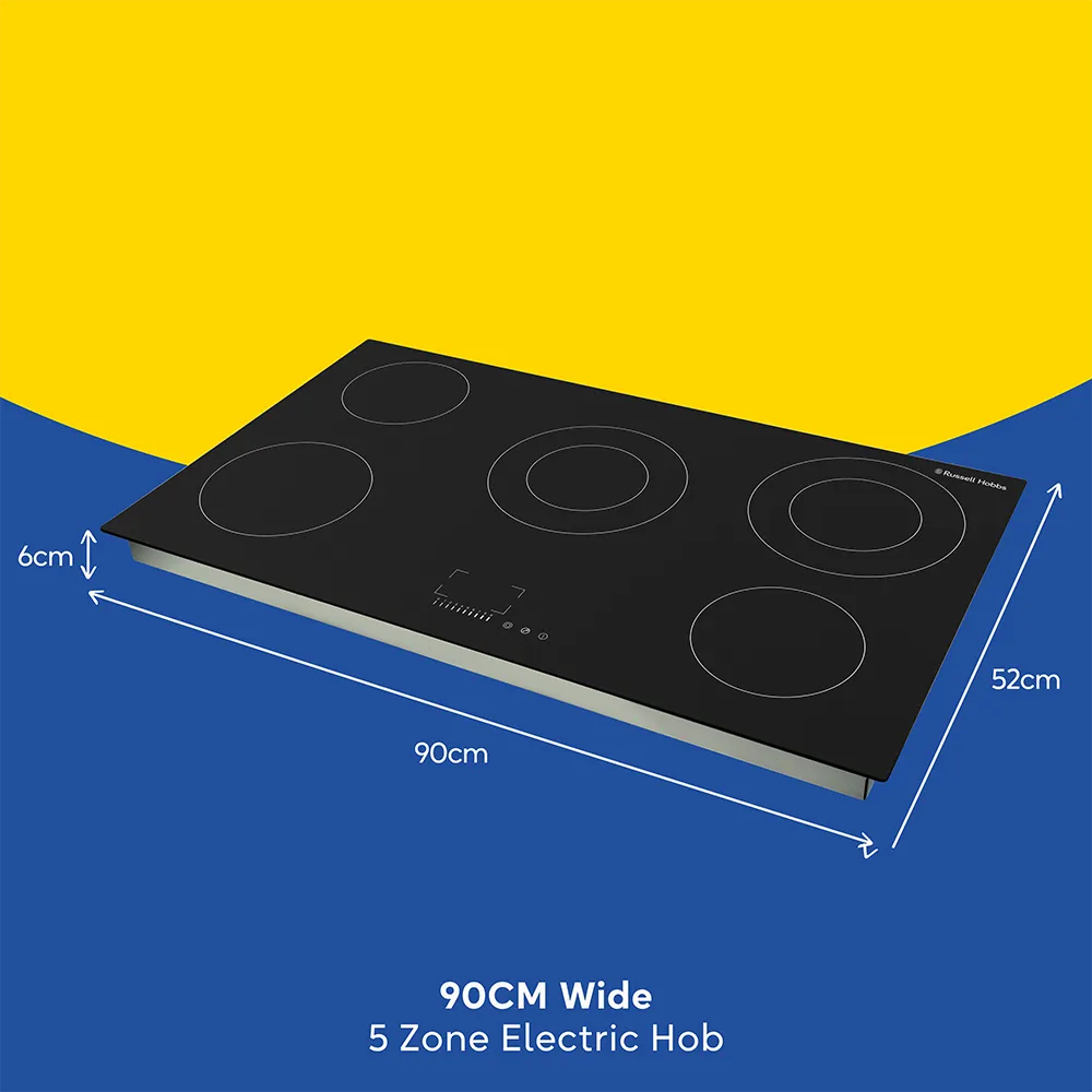 Russell Hobbs RH90EH7011 90cm 5 Zone Electric Hob - Black