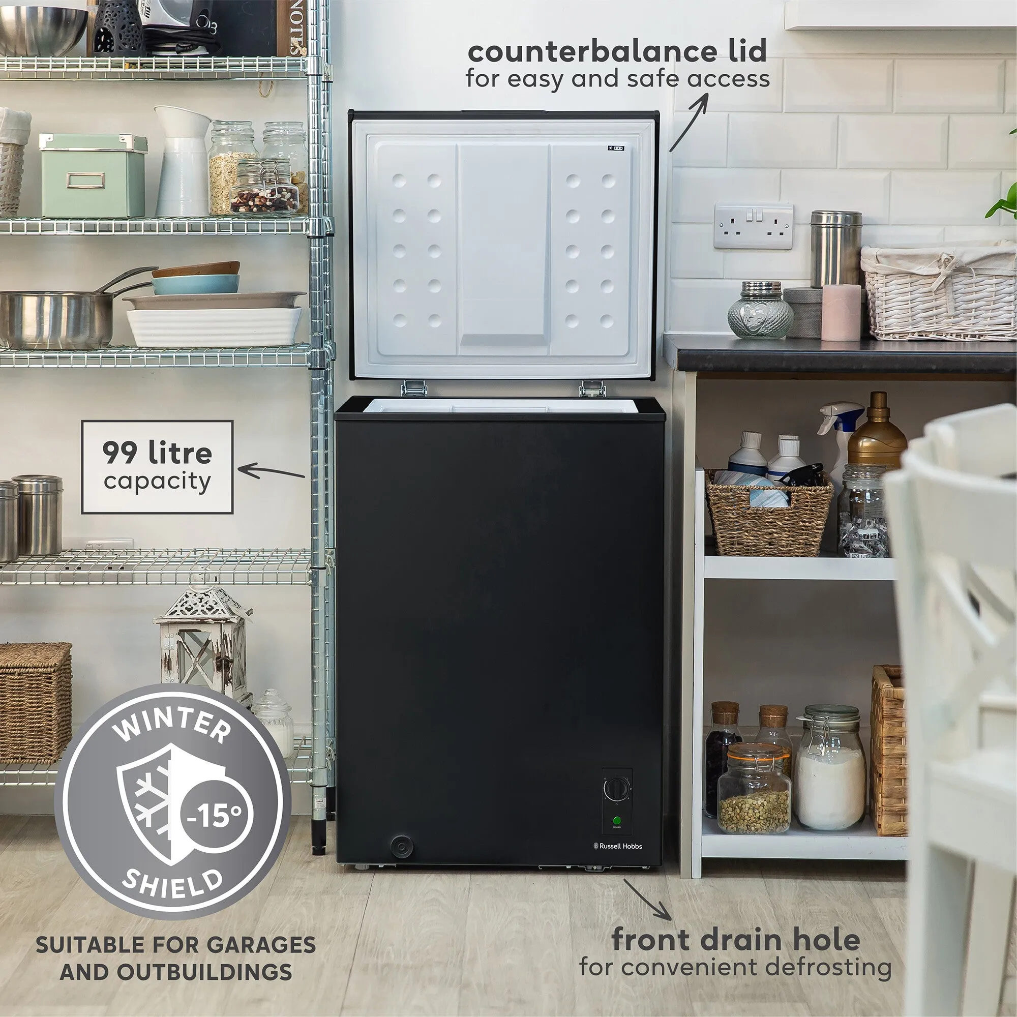 Russell Hobbs RH99CF1001B 99L Chest Freezer- Black