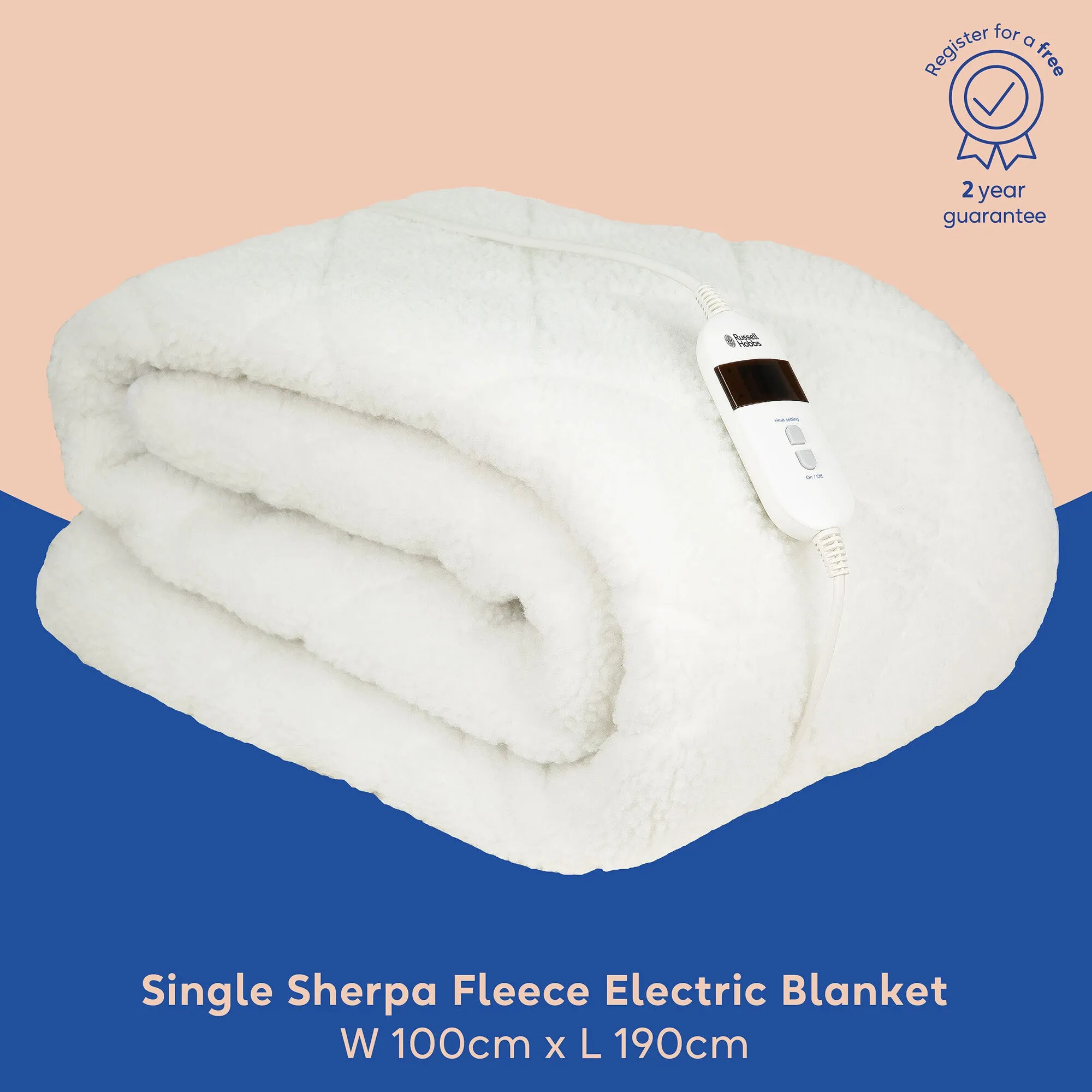 Russell Hobbs RHESB8001 Sherpa Fleece Single Electric Blanket
