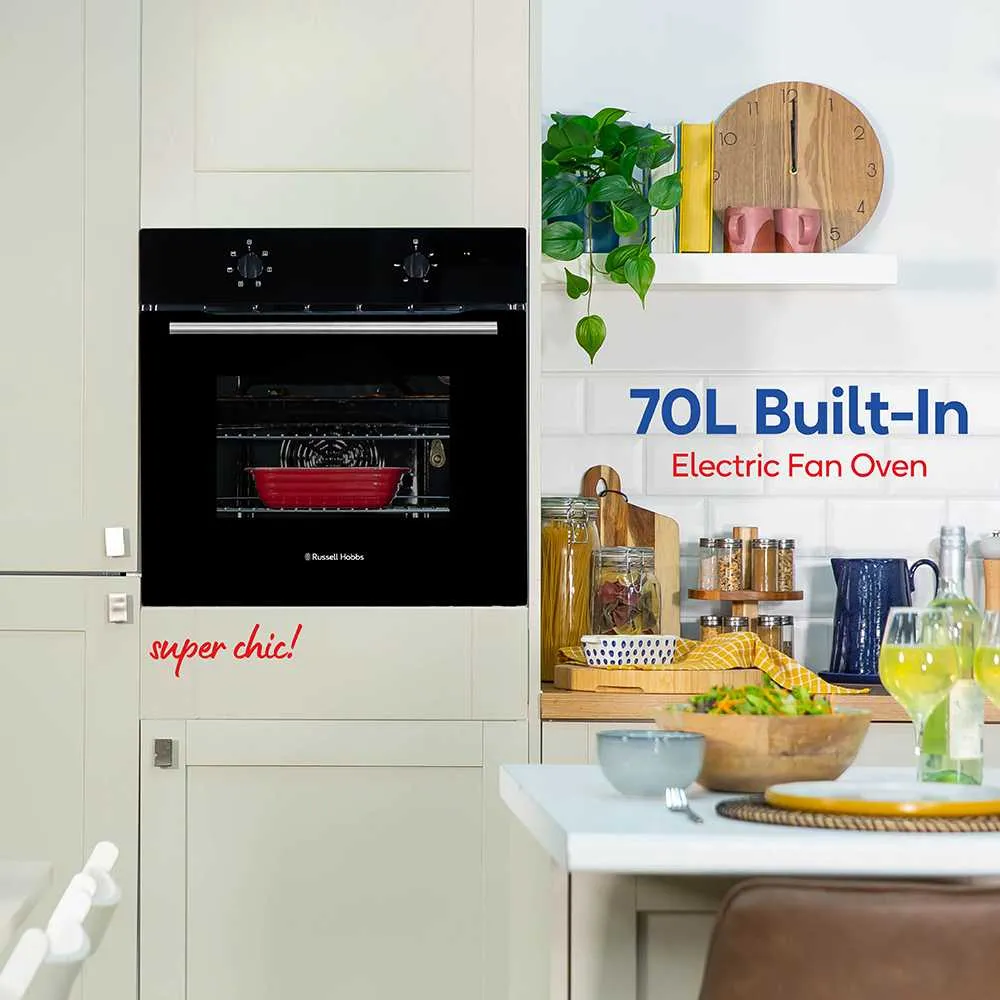 Russell Hobbs RHFEO7004B 70L Built-in Electric Fan Oven - A Rated- Black