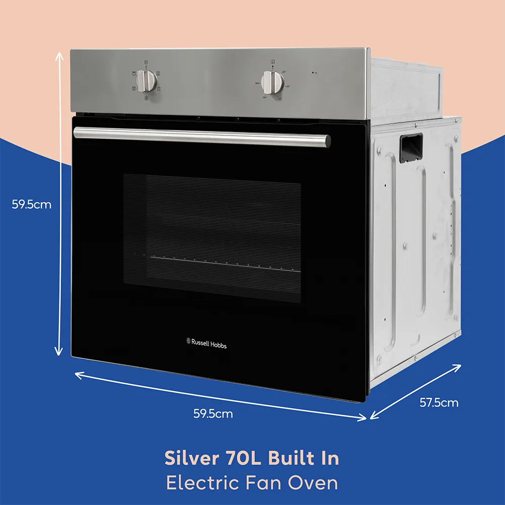 Russell Hobbs RHFEO7004SS 70L Built-in Electric fan oven  -A Rated-Stainless Steel