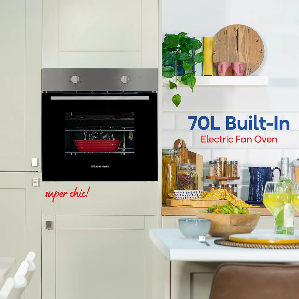 Russell Hobbs RHFEO7004SS 70L Built-in Electric fan oven  -A Rated-Stainless Steel