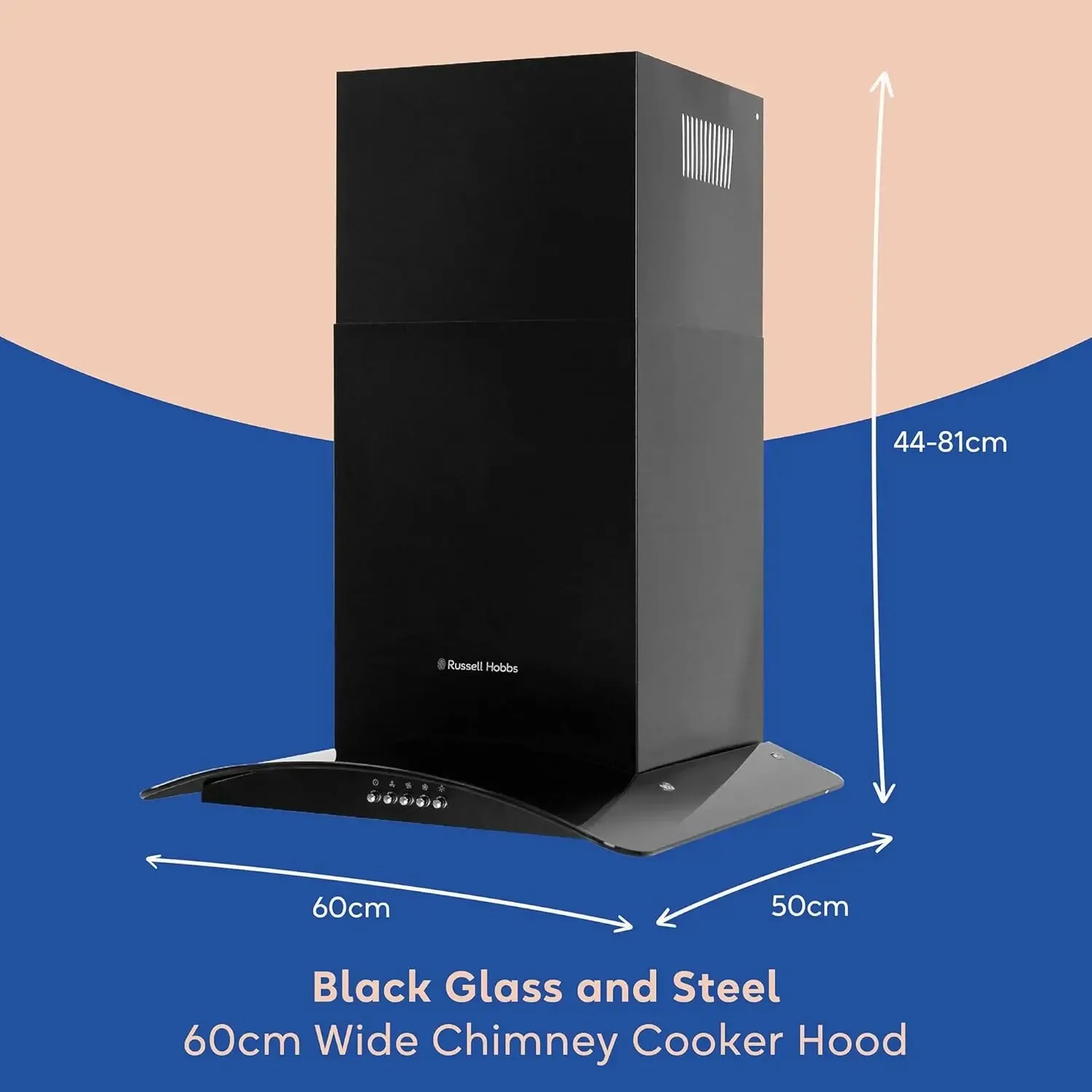 Russell Hobbs RHFGCH601B 60cm Flat Glass Black Cooker Hood