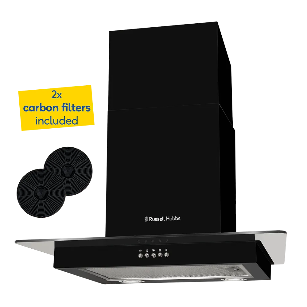Russell Hobbs RHFGCH901B 90cm Flat Glass Black Cooker Hood