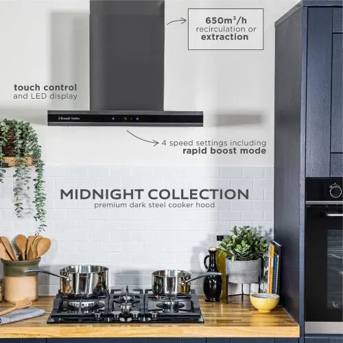 Russell Hobbs RHGCH603DS cooker hood Wall-mounted Black, Grey 650 m³/h