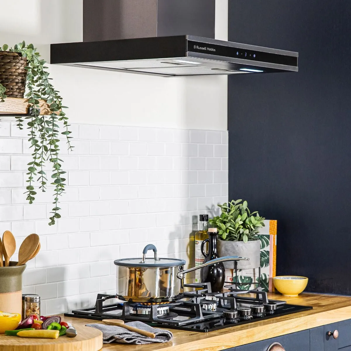Russell Hobbs RHGCH603DS cooker hood Wall-mounted Black, Grey 650 m³/h