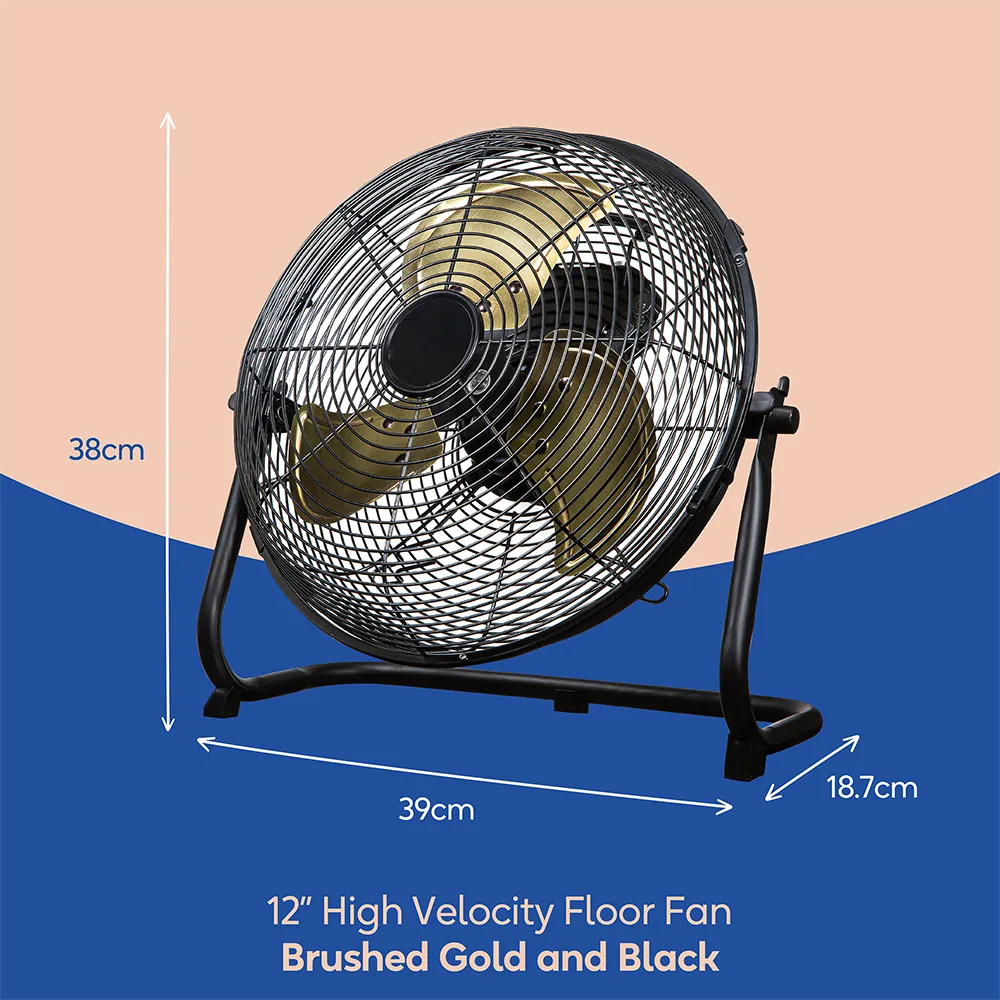 Russell Hobbs RHGF1221BG 12” High Velocity Floor Fan in Brushed Gold