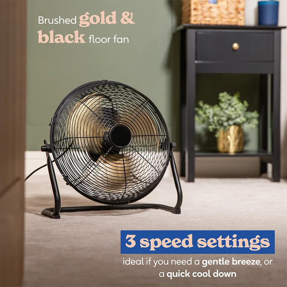 Russell Hobbs RHGF1221BG 12” High Velocity Floor Fan in Brushed Gold