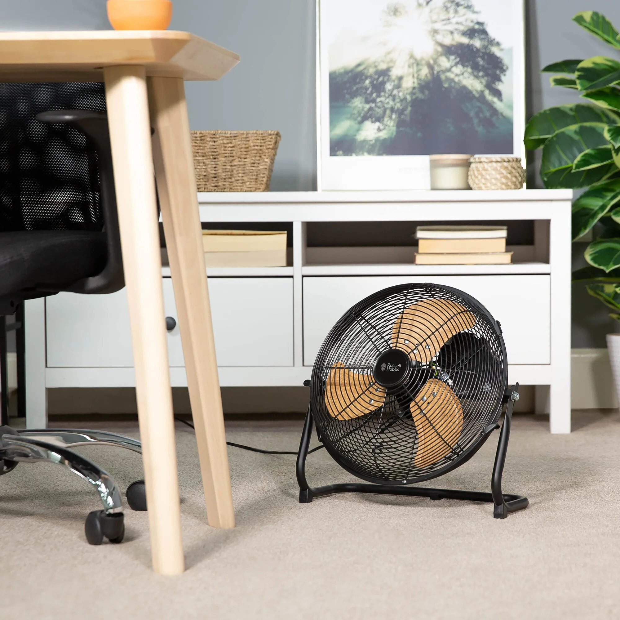 Russell Hobbs RHGF1221WDB 12" High Velocity Floor Fan - Wood & Black