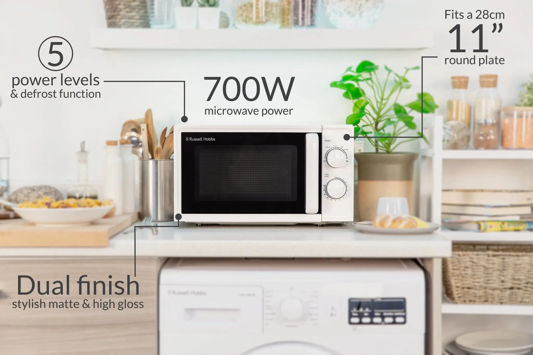 Russell Hobbs RHM1725 microwave White Solo microwave Countertop 17 L 700 W