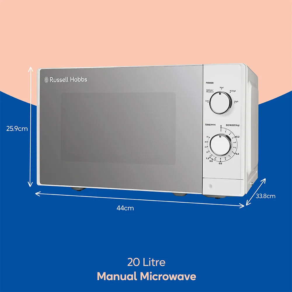 Russell Hobbs RHM2027 Compact Solo Manual Microwave 20L -White