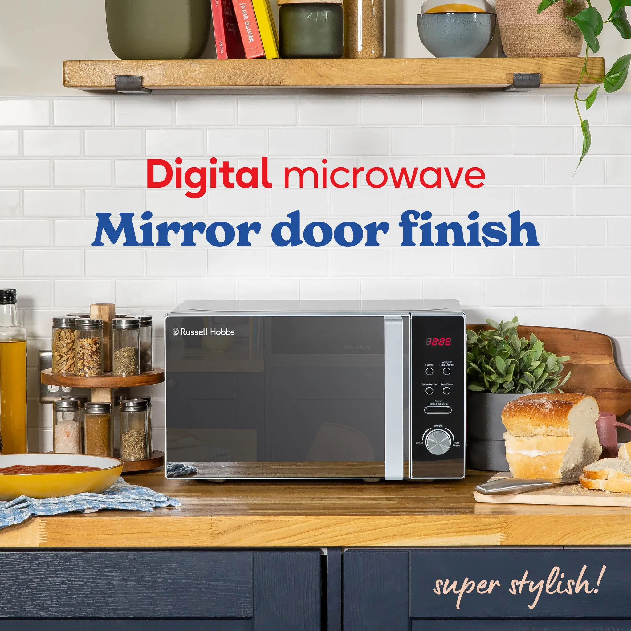 Russell Hobbs RHM2076S microwave Mirror, Silver Solo microwave Countertop 20 L 800 W