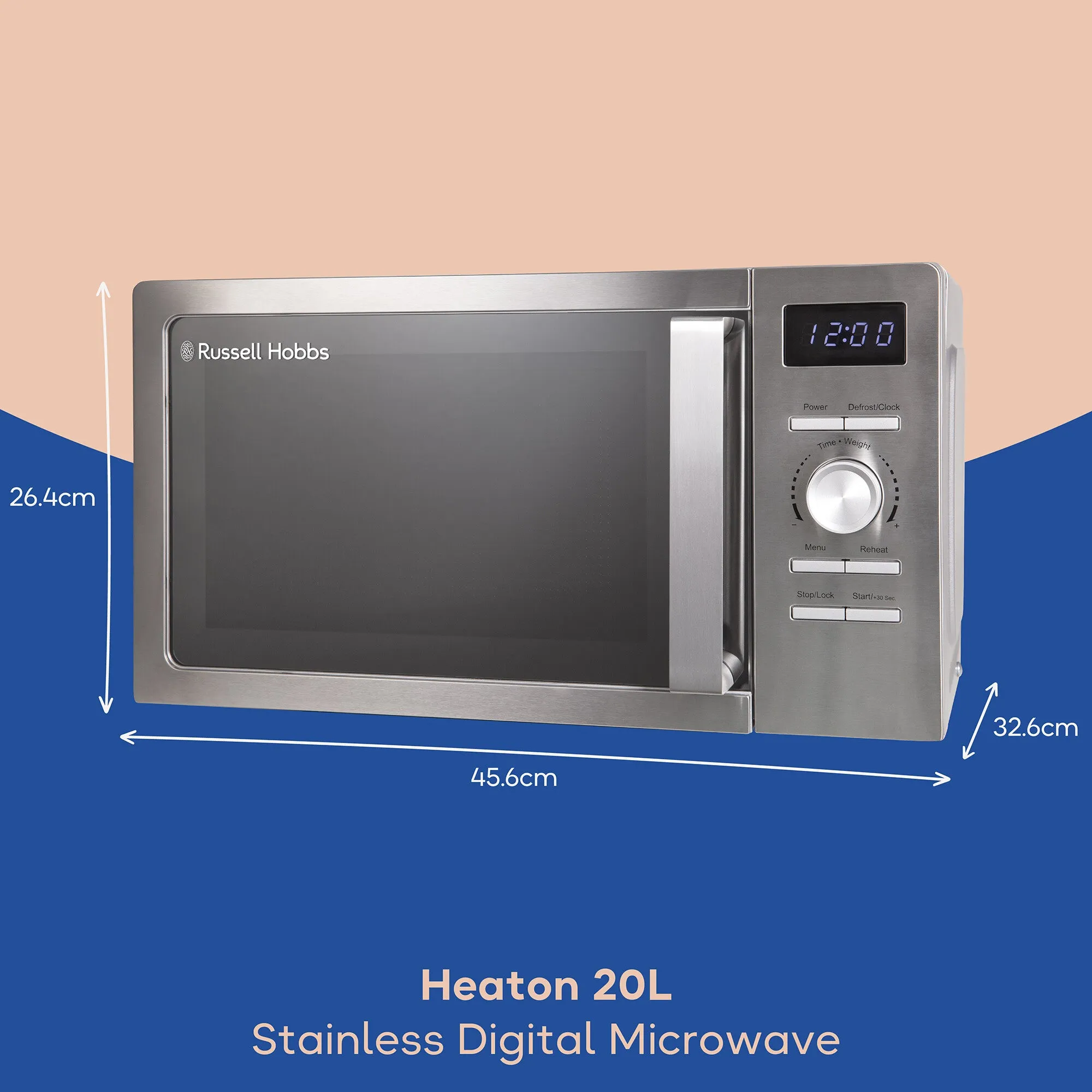 Russell Hobbs RHMD828SS microwave Stainless steel Solo microwave Countertop 20 L 800 W