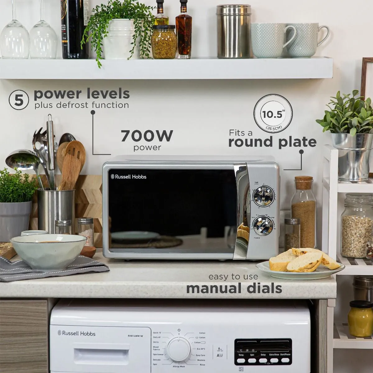 Russell Hobbs RHMM701S-N microwave Silver Solo microwave Countertop 17 L 700 W
