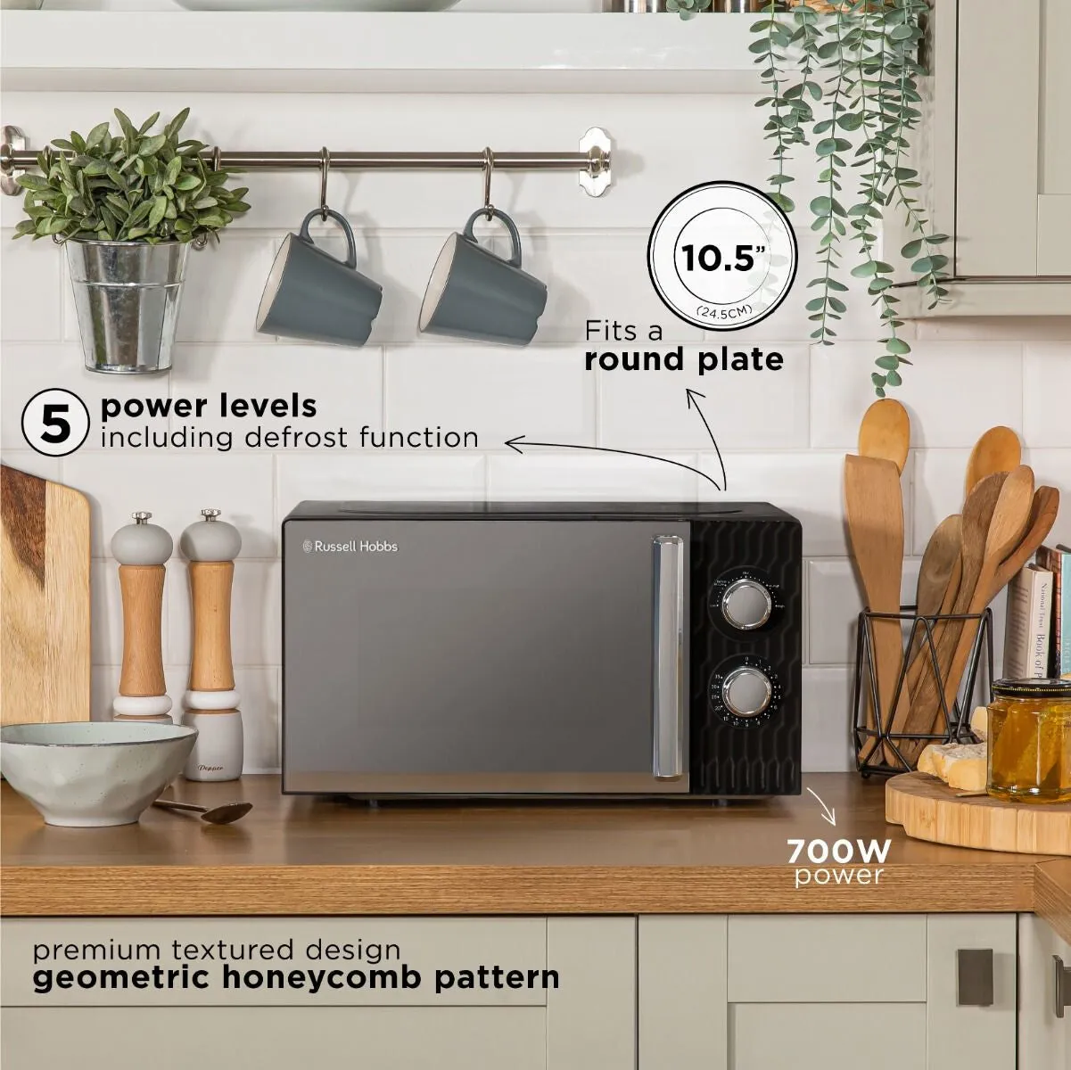 Russell Hobbs RHMM715B microwave Black Solo microwave Countertop 17 L 700 W