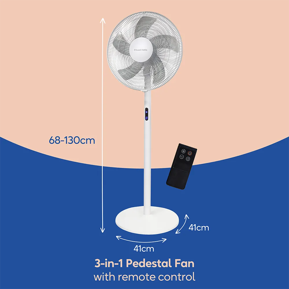Russell Hobbs RHMPF3IN1 3-in-1 Pedestal Fan in White
