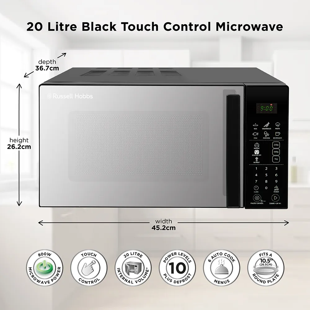 Russell Hobbs RHMT2004B 20L Touch Control Digital Microwave in Black