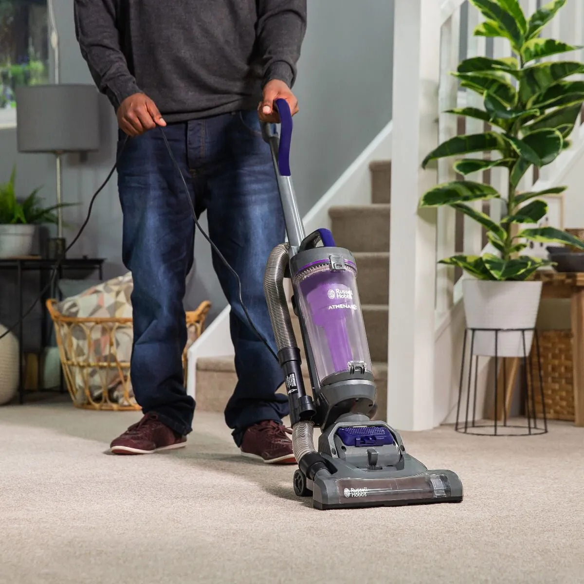 Russell Hobbs RHUV5601 ATHENA2 Pet Bagless 2L 400W Upright Vacuum Cleaner - Grey Purple