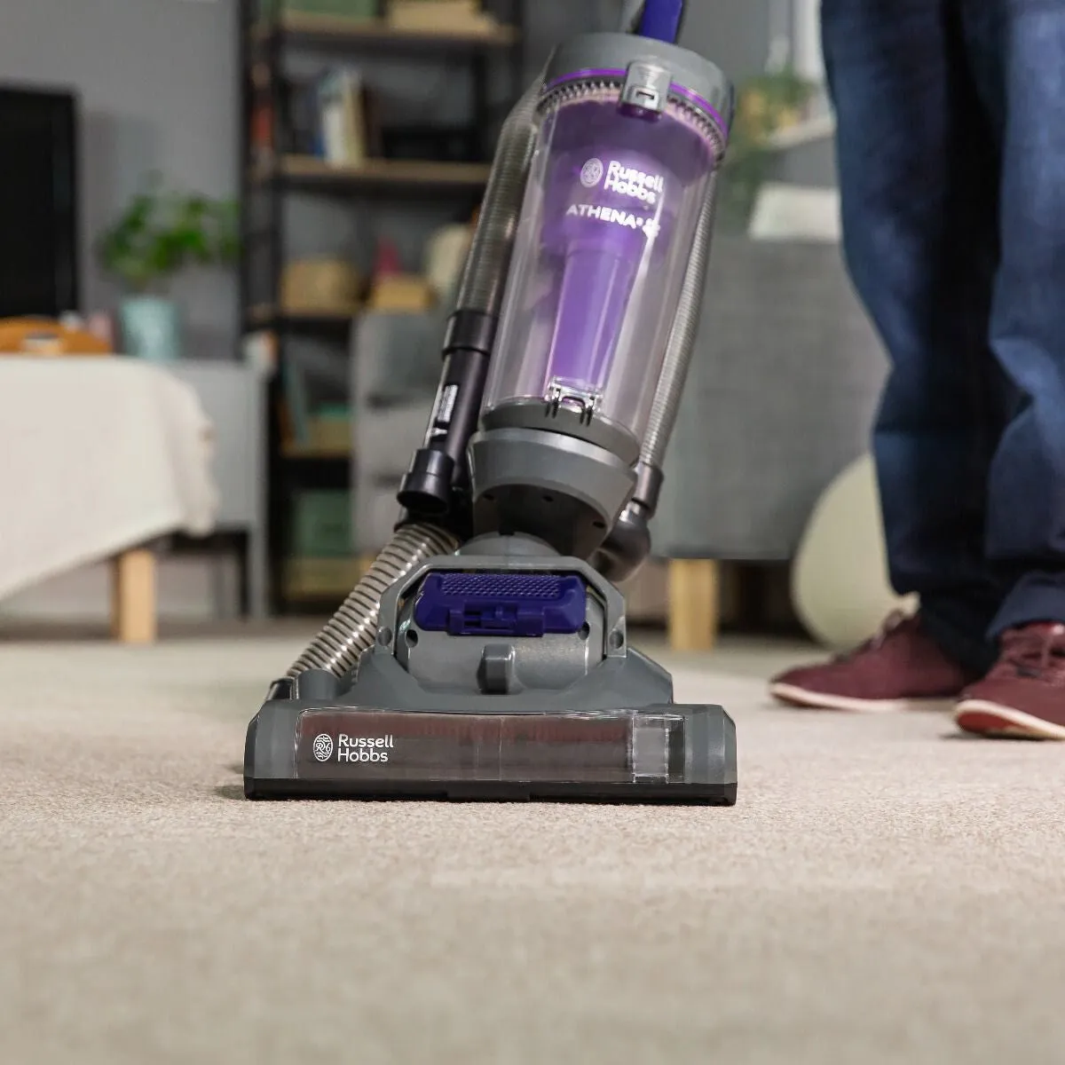 Russell Hobbs RHUV5601 ATHENA2 Pet Bagless 2L 400W Upright Vacuum Cleaner - Grey Purple