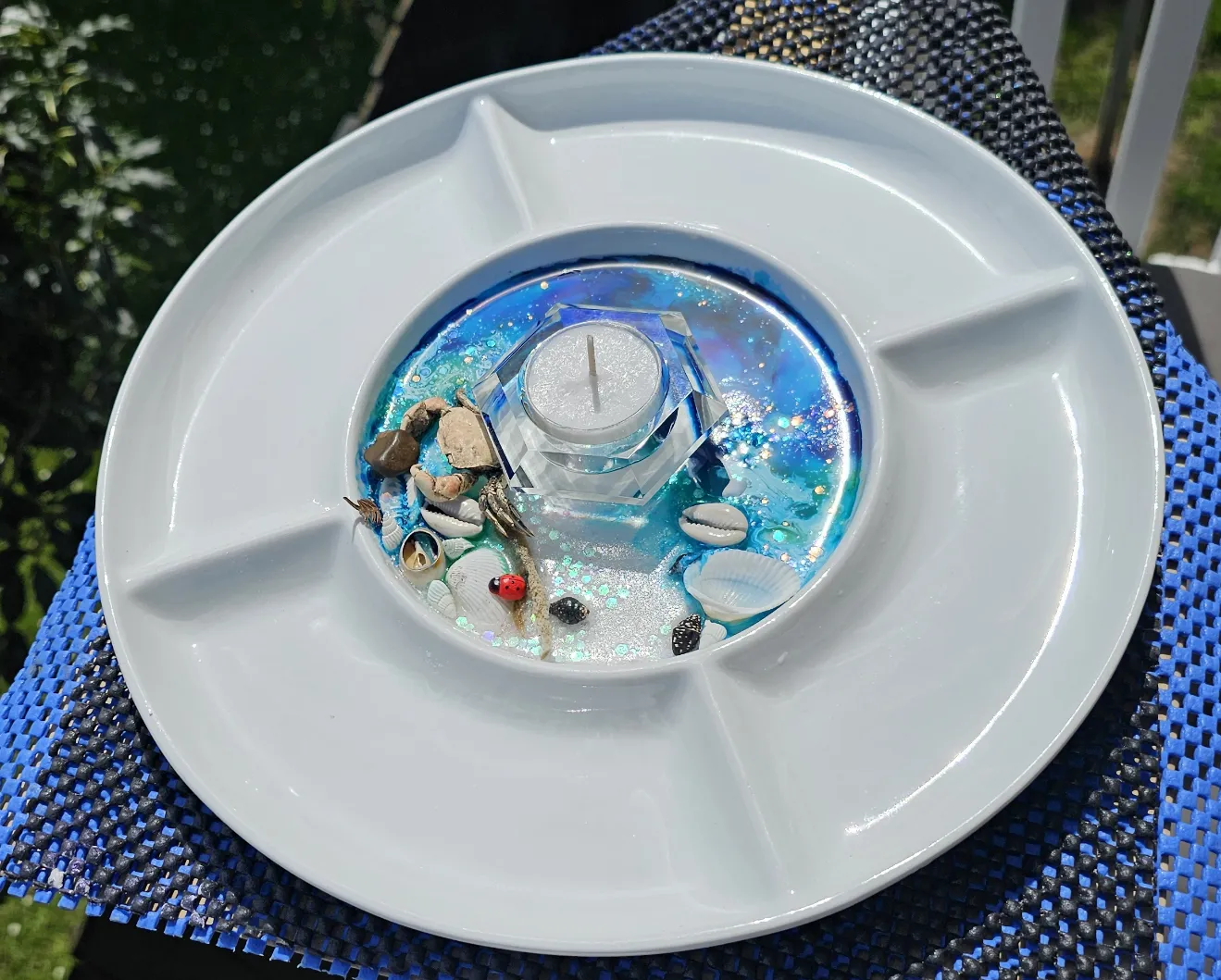 Sale🔥HANDMADE BEACHY SCENE CANDLE HOLDER PLATTER