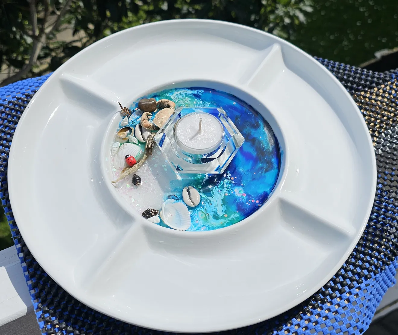Sale🔥HANDMADE BEACHY SCENE CANDLE HOLDER PLATTER