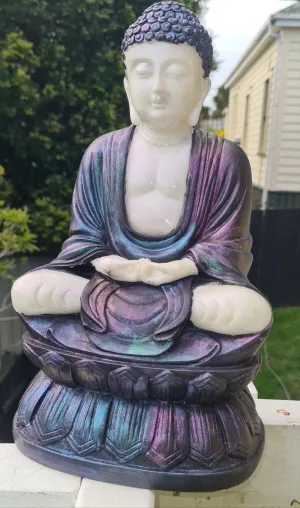 SHIMMERING SITTING BUDDHA FIGURINE freshly painted by me