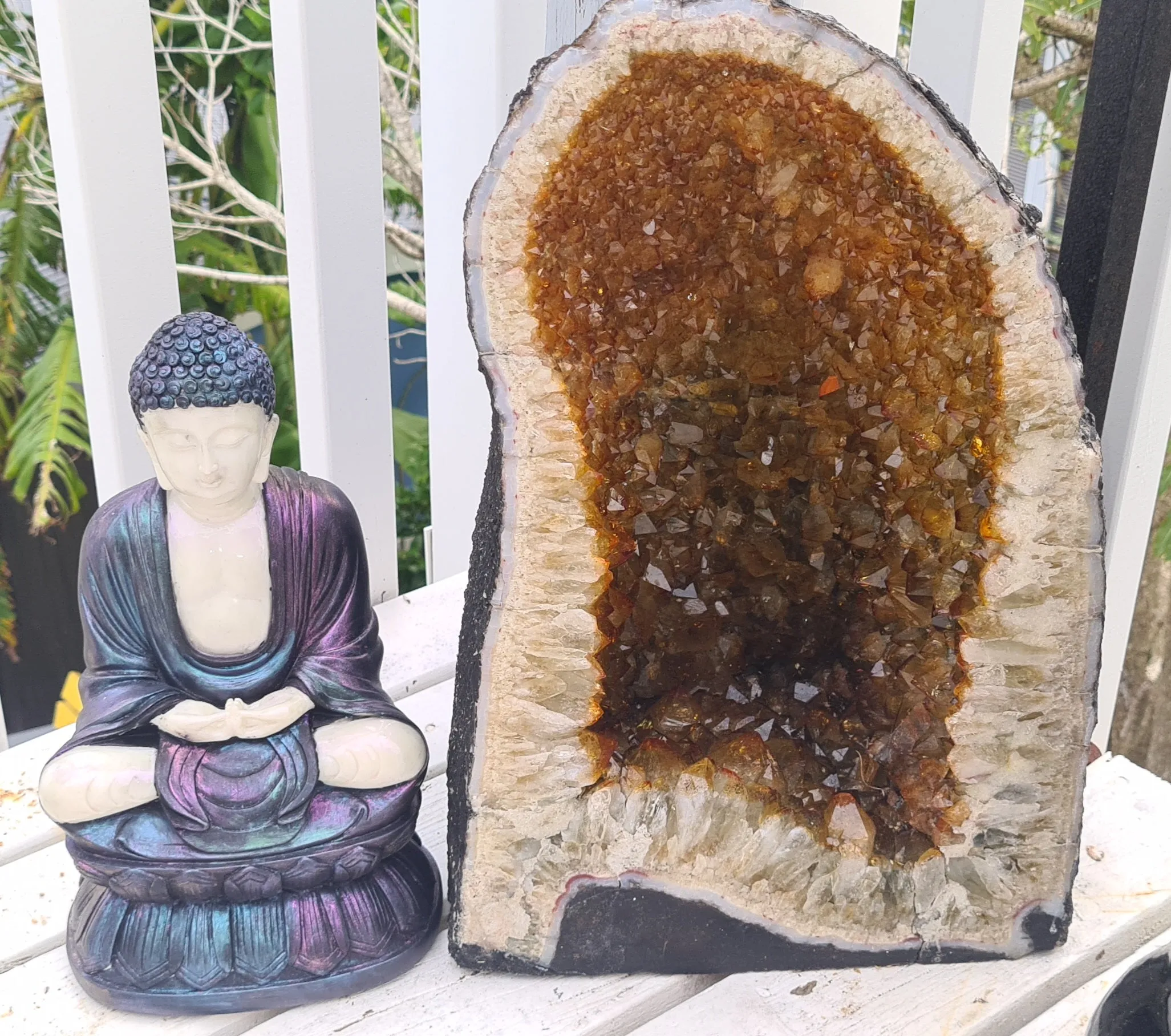 SHIMMERING SITTING BUDDHA FIGURINE freshly painted by me